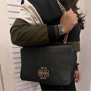 Tory Burch Black Shoulder Bag with Gold Chain